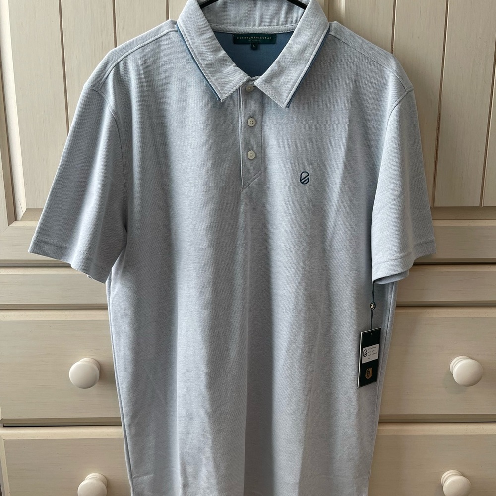Men’s golf polo shirt, size large, grey